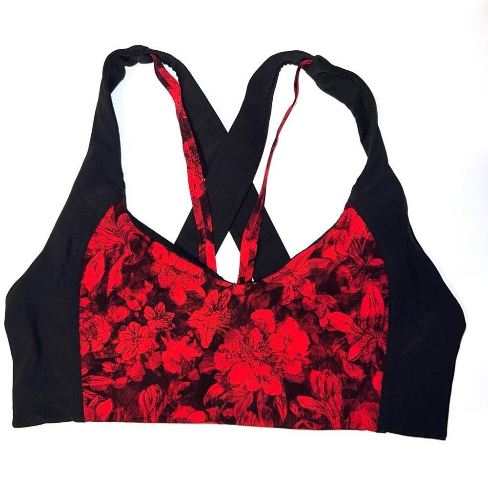 Lululemon Floral Red and Black Women's Sports Bra Size 10